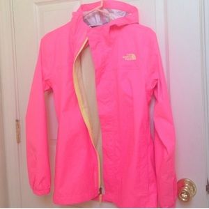 North Face Jacket Girls Large 14/16 Long Sleeve NeonPink w/ Neon Yellow accents.